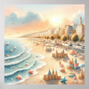 Pastell-Strand-Kinderzimmerplakat Poster