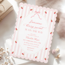Pastell-Streifen Berry Sweet Baby Shower Einladung