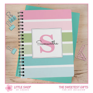 Pastell Streifen Mit Monogramm Notizblock