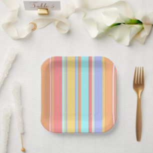 Pastell-Streifen-Muster Pappteller