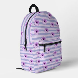Pastell-Streifenmuster mit Gänseblümchen Bedruckter Rucksack