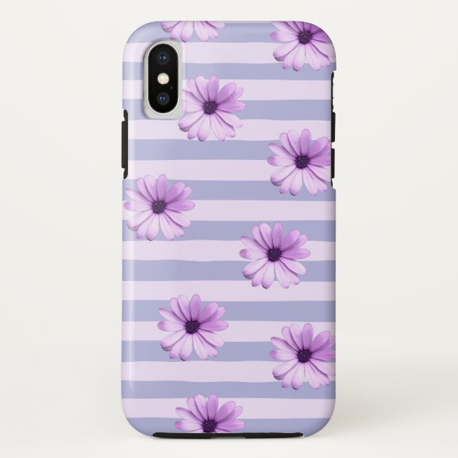 Pastell-Streifenmuster mit Gänseblümchen Case-Mate iPhone Hülle (Rückseite)