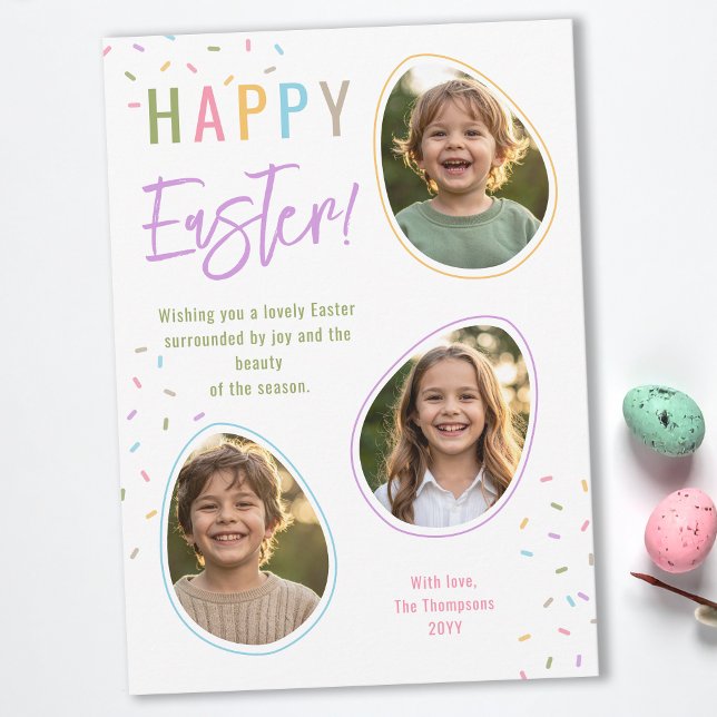 Pastell-Streusel-Oster-Ei-Foto-Collage Ostern Karte (Von Creator hochgeladen)