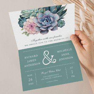 Pastell-Sukkulenten-Et-Zeichen-QR-Code-Hochzeit Einladung