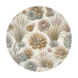 Pastell-Sukkulenten-Lotus-Nahtloses Botanisches Mu Schneidebrett