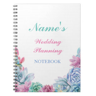 Pastell-Sukkulenten-Notizbuch Hochzeitsplanungsnot Notizblock