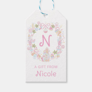 Pastell-Süße-Feiertags-Leckereien-Monogramm-Wappen Geschenkanhänger