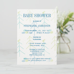 Pastell Süße Kiefern Vogel Baby Junge Shower Einla Einladung