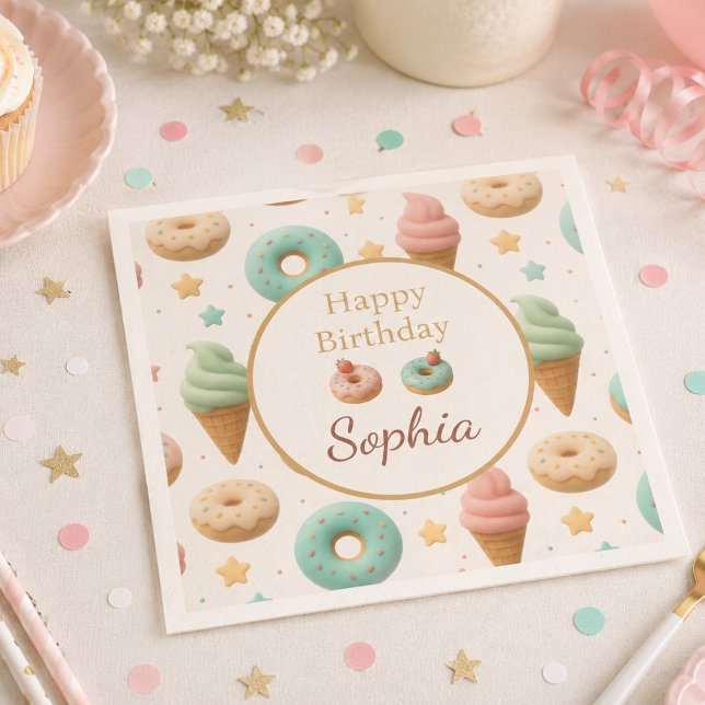 Pastell Süße Torte Geburtstagsfeier Serviette (Von Creator hochgeladen)