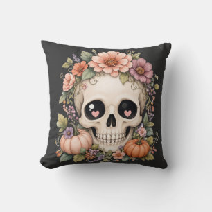 Pastell Süßer Totenkopf PNG Coquette Herbstblume Kissen