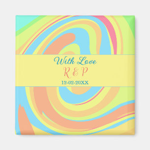 PASTELL-SWIRL RETRO NAME BUCHSTABE DATUM MODERN BO MAGNET