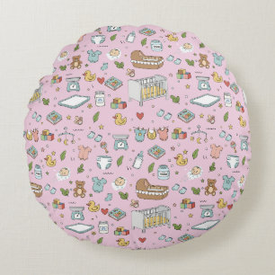 Pastell-Teddybär-Enten-Kinderzimmer-Kissen Rundes Kissen