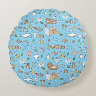 Pastell-Teddybär-Enten-Kinderzimmer-Kissen Rundes Kissen
