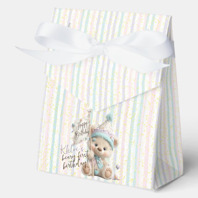 Pastell-Teddybär-Geburtstag  Geschenkschachtel (Vorderseite)