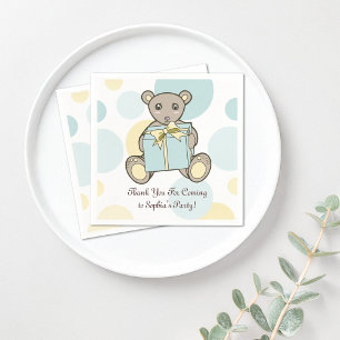 Pastell-Teddybär-Kindergeburtstag / Babyparty Serviette
