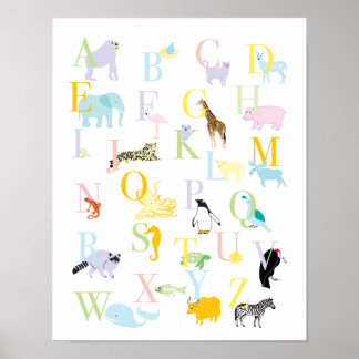 Pastell-Tier-ABC-Druck Poster