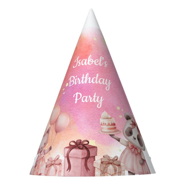 Pastell-Tier-Geburtstagsfeier-Hut Partyhütchen (Vorderseite)