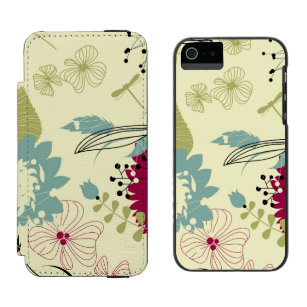 Pastell Tones Retro Blumendesign Incipio Watson™ iPhone 5 Geldbörsen Hülle
