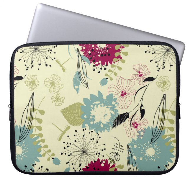 Pastell Tones Retro Blumendesign Laptopschutzhülle (Vorderseite)