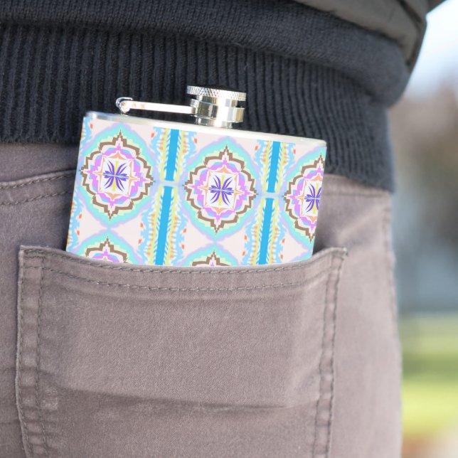 Pastell-Traum Boho-Geometrisches Kaleidoskop Flachmann (Beispiel)