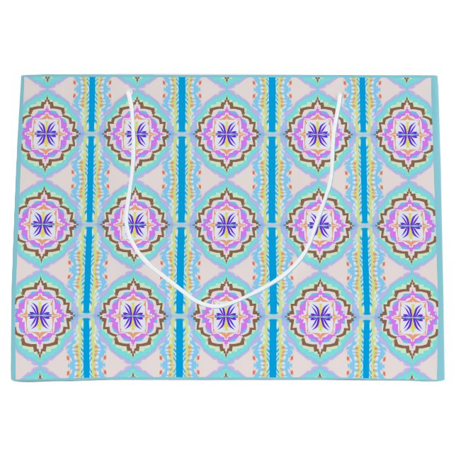 Pastell-Traum Boho-Geometrisches Kaleidoskop Große Geschenktüte (Vorderseite)