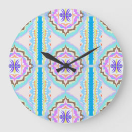 Pastell-Traum Boho-Geometrisches Kaleidoskop Große Wanduhr