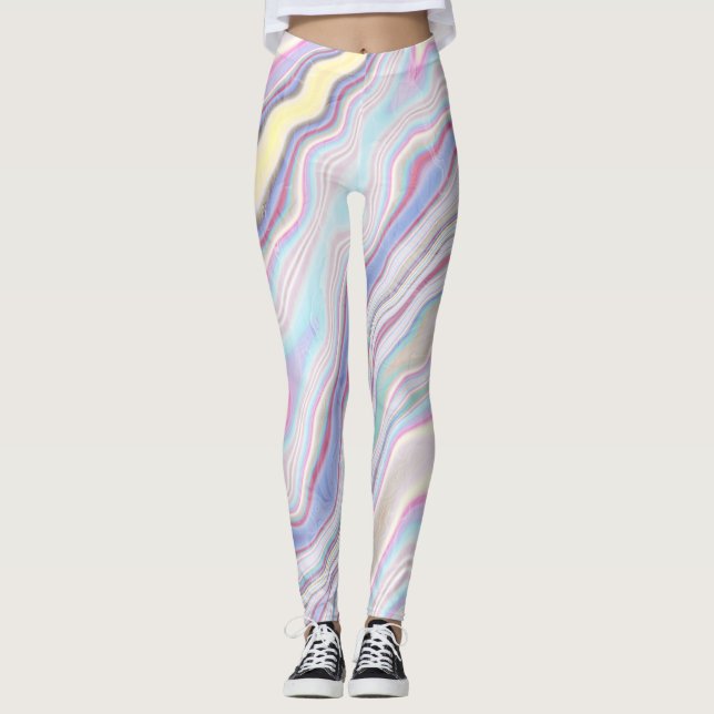 Pastell-Traum-Marmorwellen Leggings (Vorderseite)