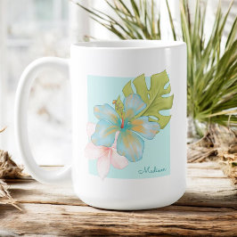 Pastell Tropisches Floral mit beliebigem Namen Kaffeetasse