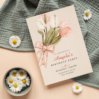 Pastell Tulpen Blume Geburtstag Einladung