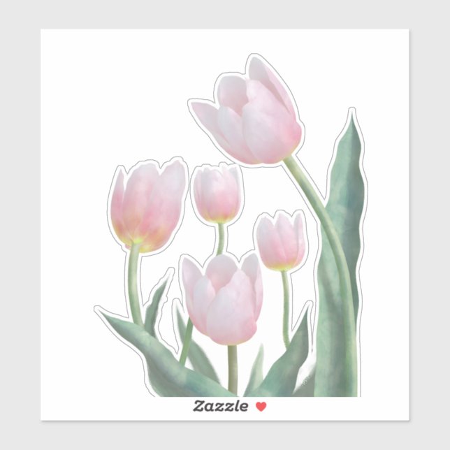 Pastell-Tulpen-Blumendesign Aufkleber (Blatt)
