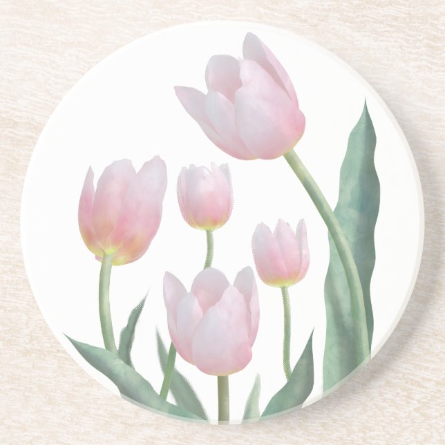 Pastell-Tulpen-Blumendesign Getränkeuntersetzer (Vorne)