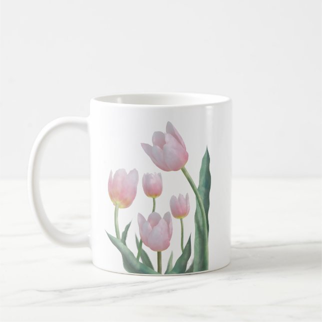 Pastell-Tulpen-Blumendesign Kaffeetasse (Links)