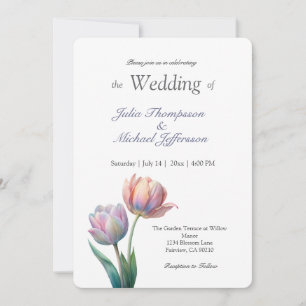 Pastell-Tulpen-Hochzeitssuite Elegante Typografie Einladung