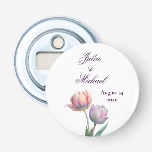 Pastell-Tulpen-Hochzeitssuite Elegante Typografie Flaschenöffner
