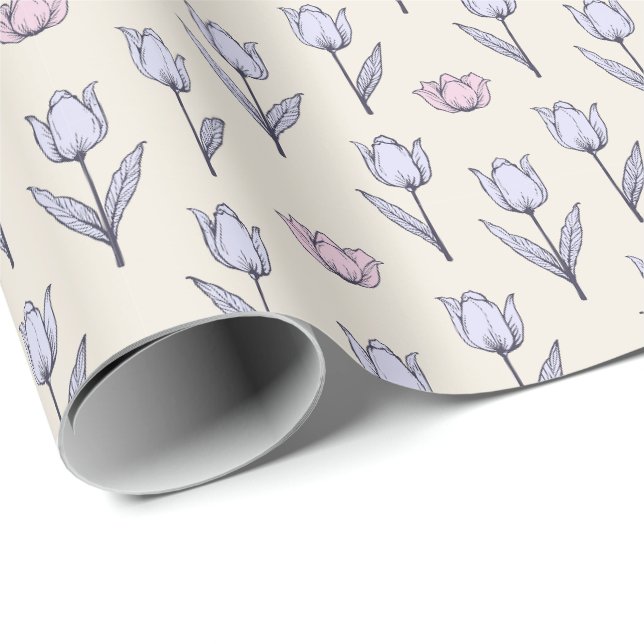 Pastell-Tulpen-Nahtlosmuster-Design Geschenkpapier (Rolleneckpunkt)