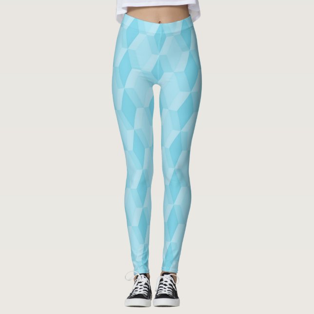 Pastell Türkis Diamantmuster Leggings (Vorderseite)