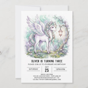 Pastell-Türkis-Pegasus-Geburtstag Einladung