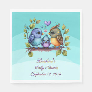 Pastell Türkis Vögel Serviette