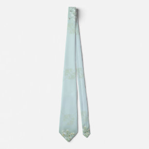 Pastell-Türkis-Weiße-Blumen-Schlips Krawatte
