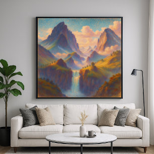 Pastell Twin Peaks - Malerische Landschaftskunst Poster