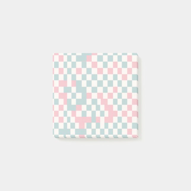 Pastell überprüfte Kernspeicherarbeitsplätze Post-it Klebezettel (Vorderseite)