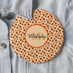 Pastell- und Gold-Cheetah-Tierprint Monogramm Button
