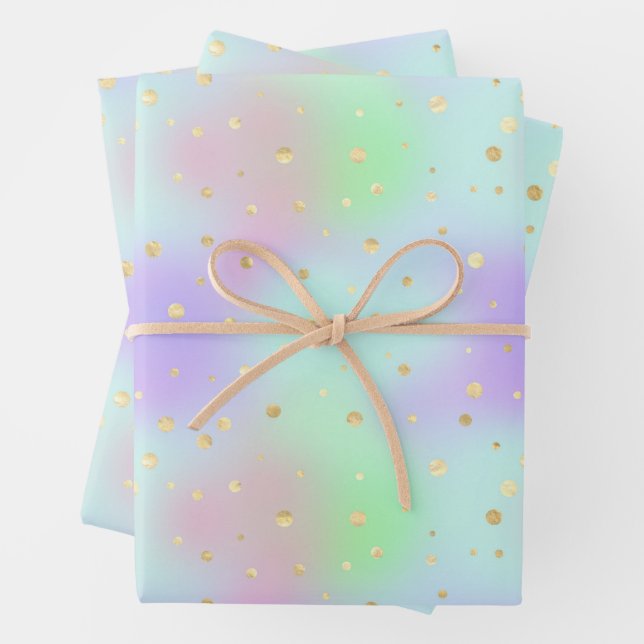 Pastell- und Gold-Glitter-Design Geschenkpapier Set (Beispiel)