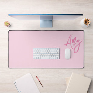 Pastell- und Rosa-Pinsel-Schriftname Schreibtischunterlage