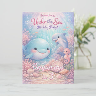 Pastell Unter dem Meer Geburtstagsmädchen Ozean Pa Einladung