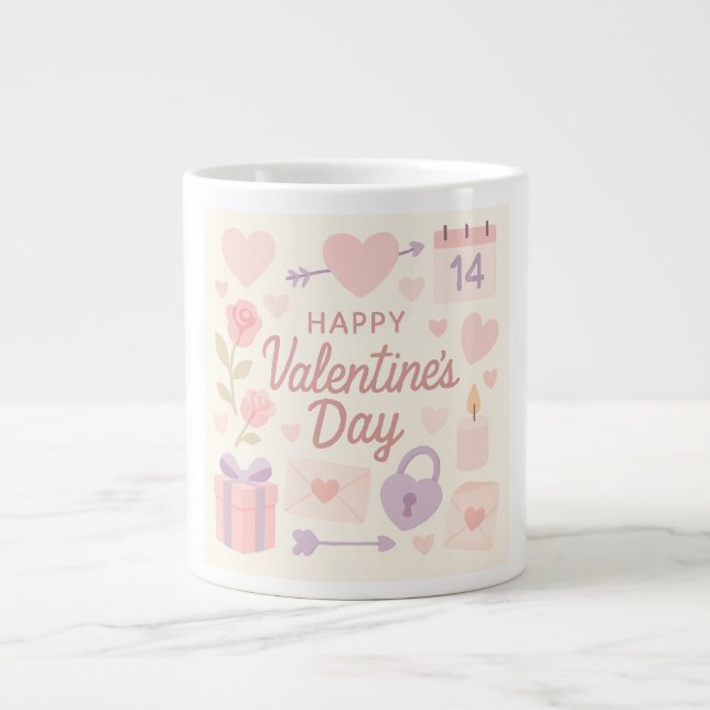 Pastell-Valentinstag-Tasse  Jumbo-Tasse (Vorderseite)