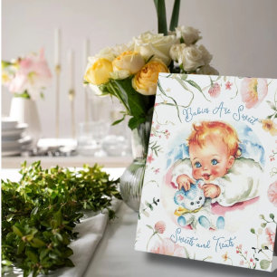 Pastell-Vintage-Babymädchen-Baby-Shower-Süßigkeite Sockelschild