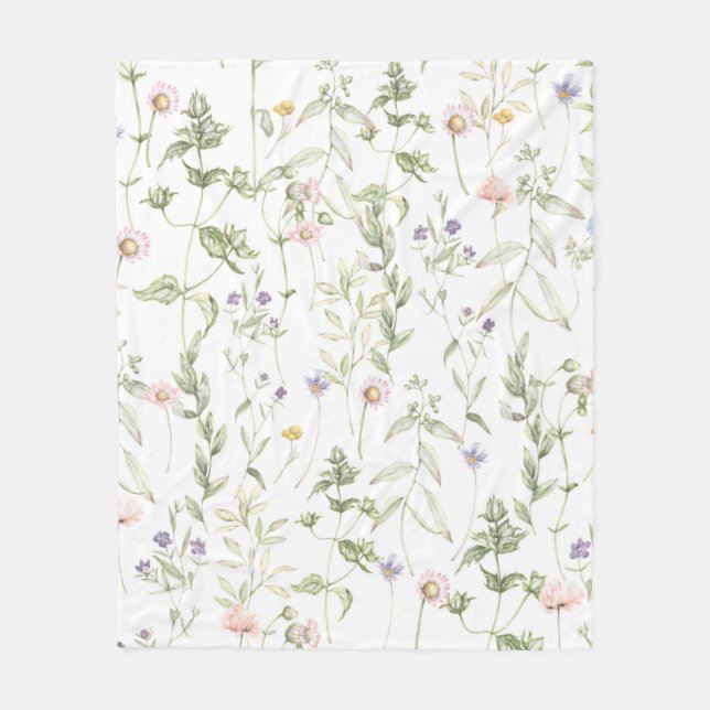 Pastell Vintage Blume Fleecedecke (Vorderseite)