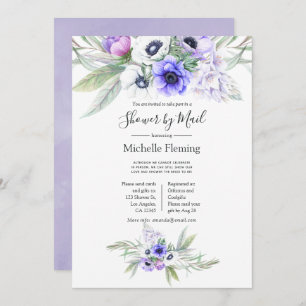 Pastell Violet Floral Baby oder Brautparty per Pos Einladung