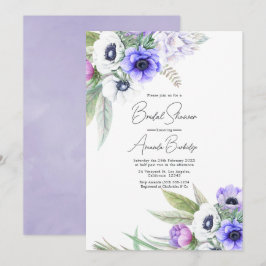 Pastell-Violet und Brautparty mit Pflaumenblättern Einladung